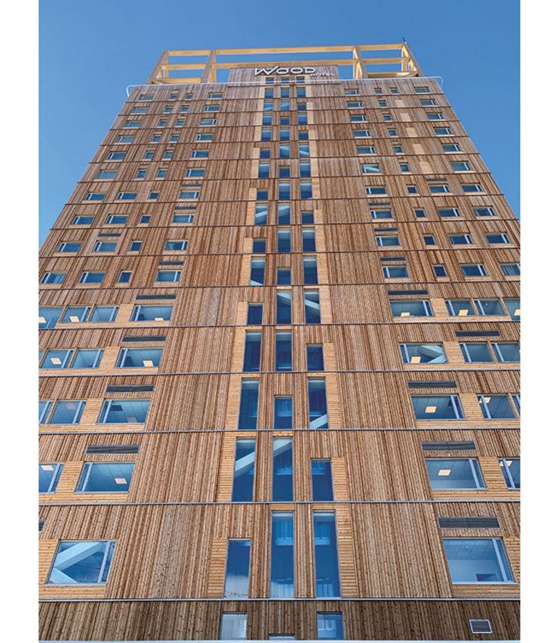 The world’s tallest timber building, Voll Arkitekter’s 85.4m Mjøstårnet tower, Norway.