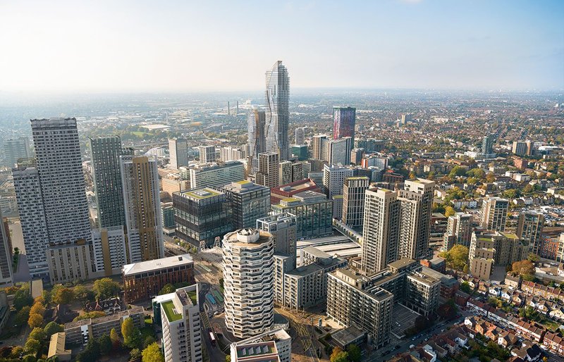 Proposed towers in Croydon, visualised by Hayes Davidson.