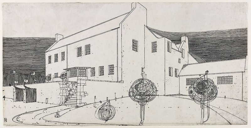 Windy Hill, perspective drawing in ink, 1900, by Charles Rennie Mackintosh