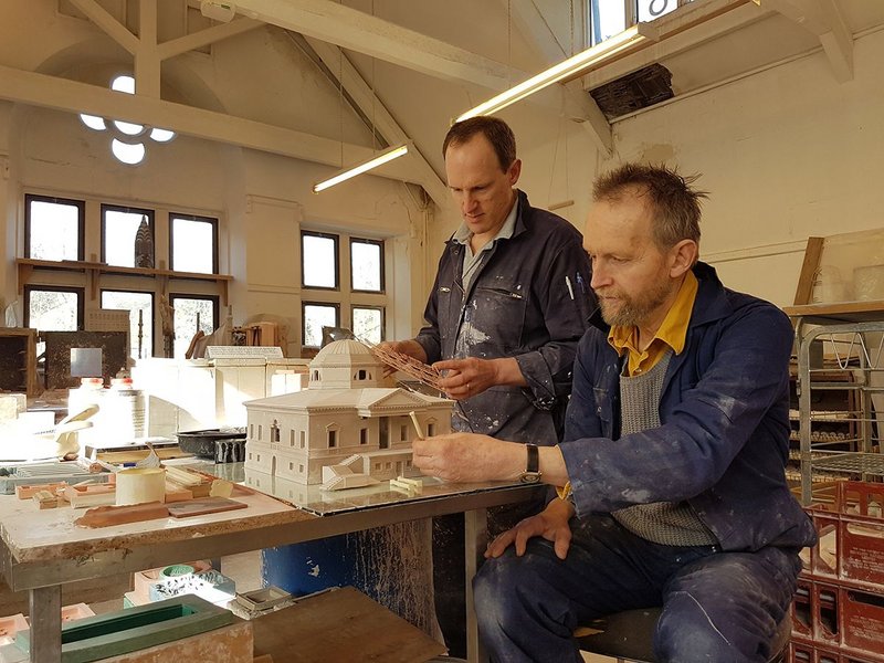 Timothy Richards and team working on the Chiswick House model.