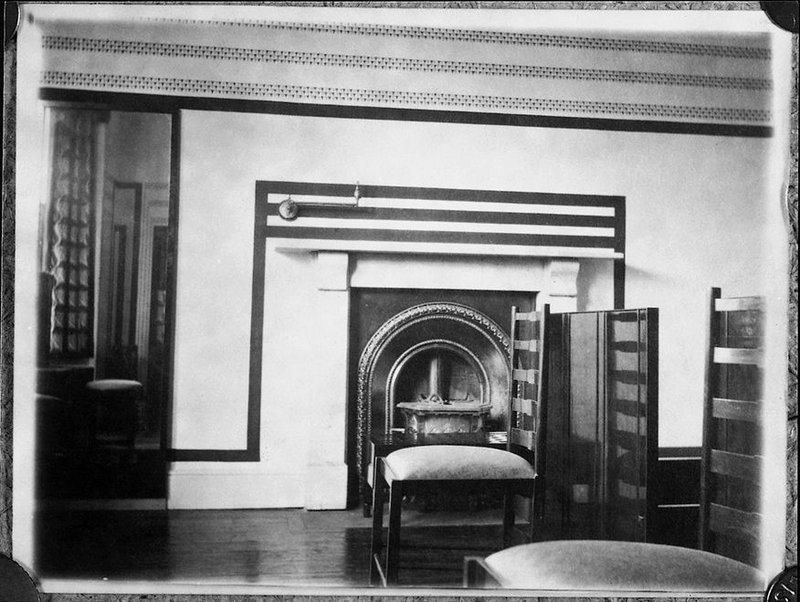 The bedroom designed by Charles Rennie Mackintosh in situ in Bath before it became part of the V&A’s collections.