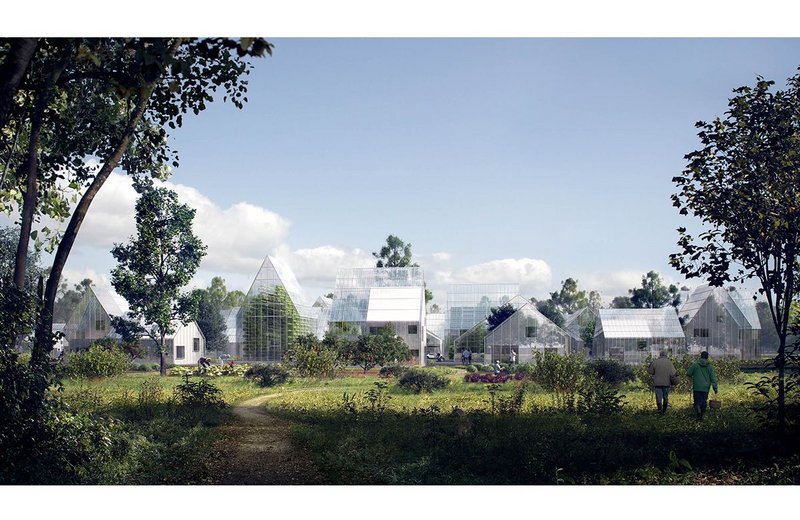 Eco village, a project by Effekt for a rural community at Almere in The Netherlands, embraces high yield organic food production.