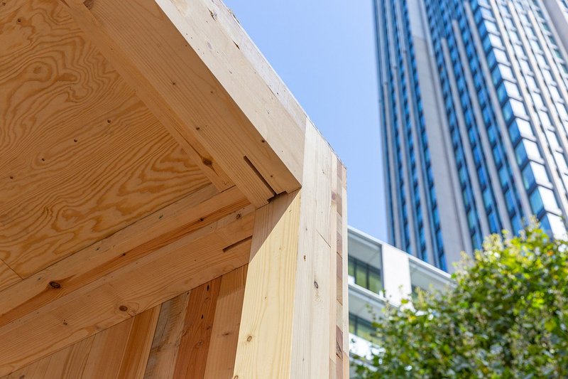 CascadeUp pavilion in situ near the OXO Tower during London Design Festival, September 2024.