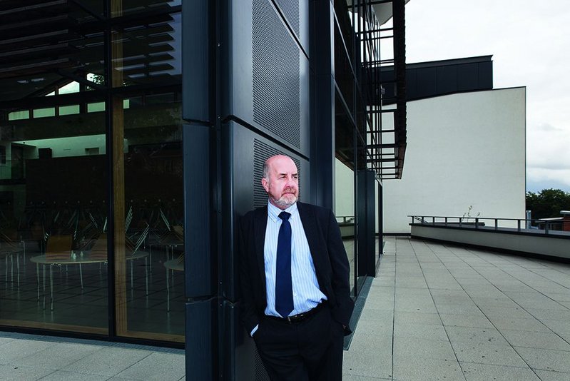 Tommy Geddes leans against Design Engine’s Student Centre