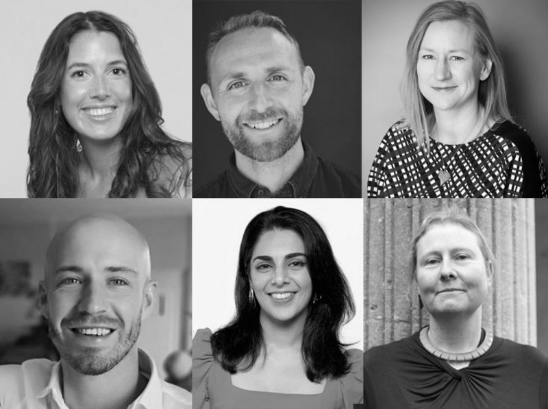 This years judging panel, from top left: Angela Crowther, Fergus Feilden, Selina Mason, Matt Rumble, Hiba Alobaydi, Eleanor Young