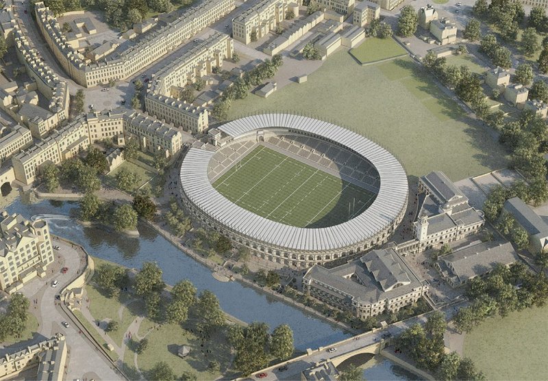 Classical but also problem solving, Apollodurus Architecture’s counter proposal for a new rugby stadium in the city of Bath.