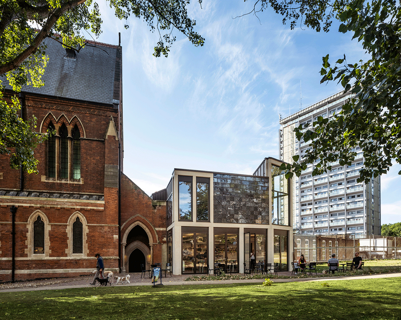 New building by Dow Jones at the old church frees it up for a variety of uses. Credit Anthony Coleman