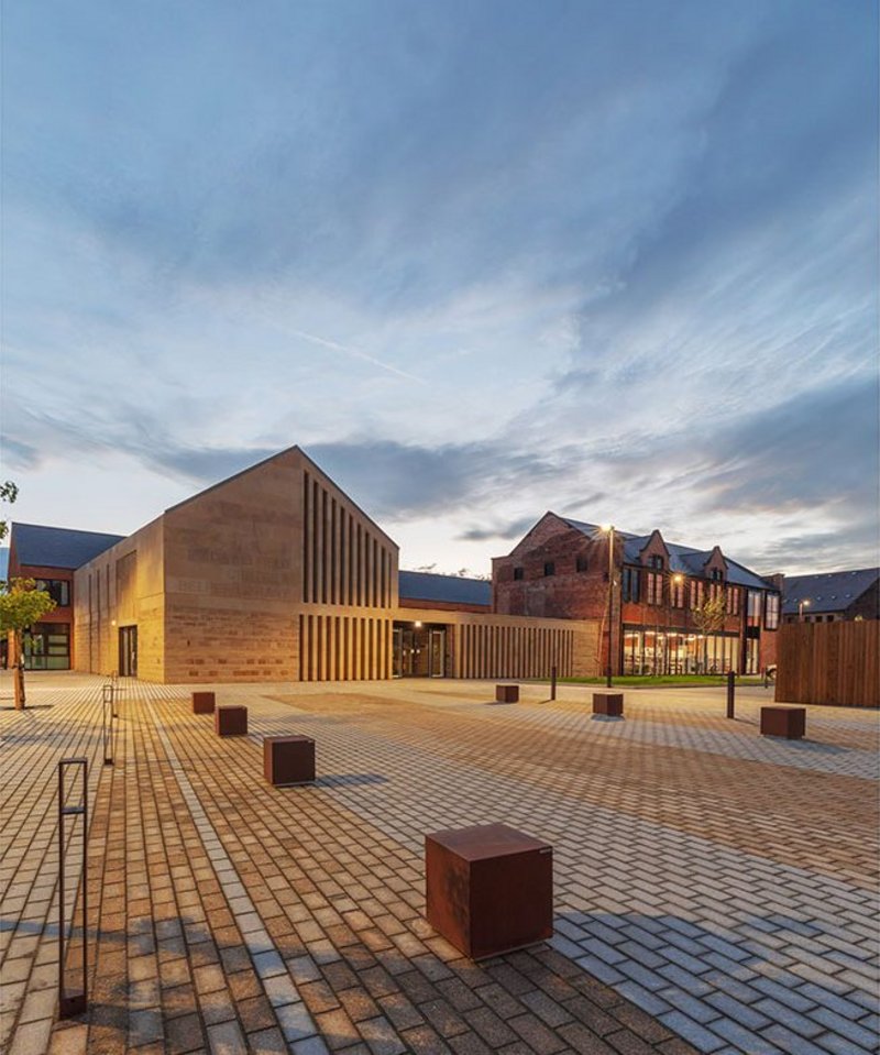 A library, a care home and a new public space. A veritable confection of uses on the old Thornton’s factory site.  Opposite The library will prove to be a valuable community asset post-pandemic.