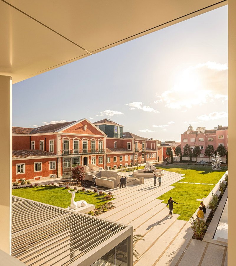 View across the courtyard to Palácio dos Condes da Ribeira Grande.