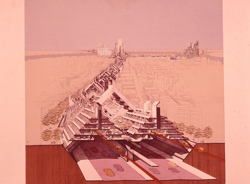 Lower Manhattan Express Way, 1967 design study by Paul Rudolph commissioned by the Ford Foundation.