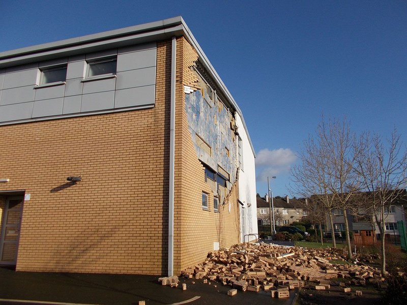 Examples of widespread nil or inadequate embedment of wall ties from the group of 17 schools built as part of the same PFI contracts as Oxgangs School.