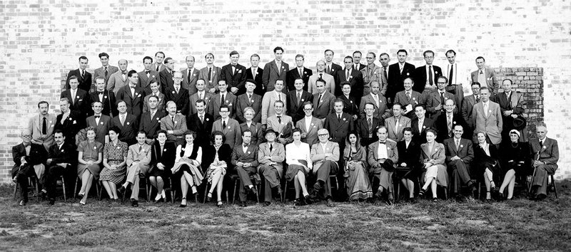 CIAM6 Bridgwater group photograph taken during an afternoon trip to Bristol Aeroplane Company’s temporary aluminium housing factory, September 1947.