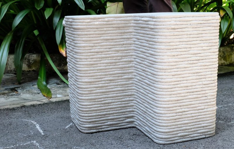 A 40cm-tall bench was 3D printed as a proof of concept.