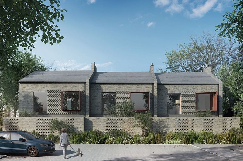 Rendering of new terraced housing by PAD Studio for Enfield, north London.