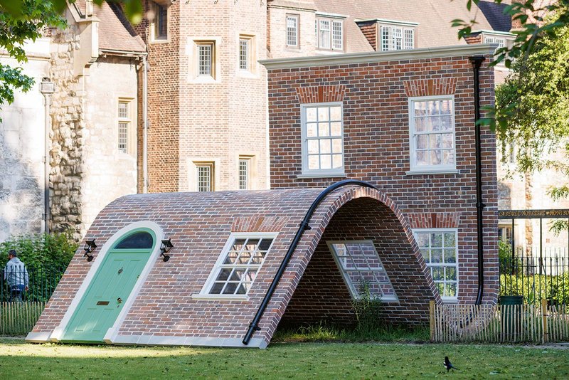 Alex Chinneck’s A Week at the Knees, fabricated from Michelmersh bricks, Crittall windows and 4.6 tonnes of reclaimed steel.