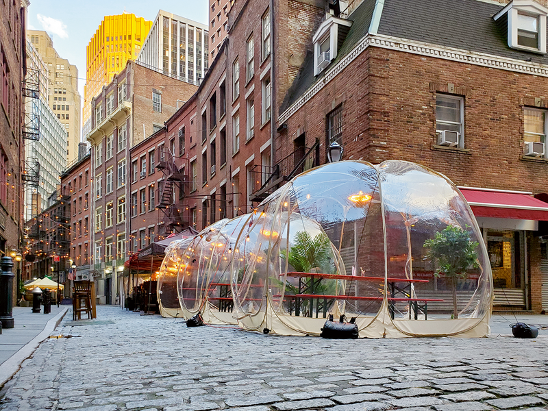 A dining pod for Covid times in Manhattan.