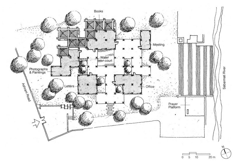 Sketch plan of the Gandhi Smarak Sangrahalaya, designed when Correa was in his thirties.