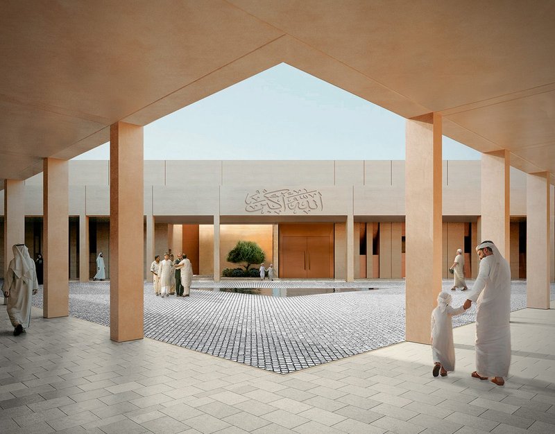 A courtyard colonnade provides welcome shade and reduces solar gain to the interior.