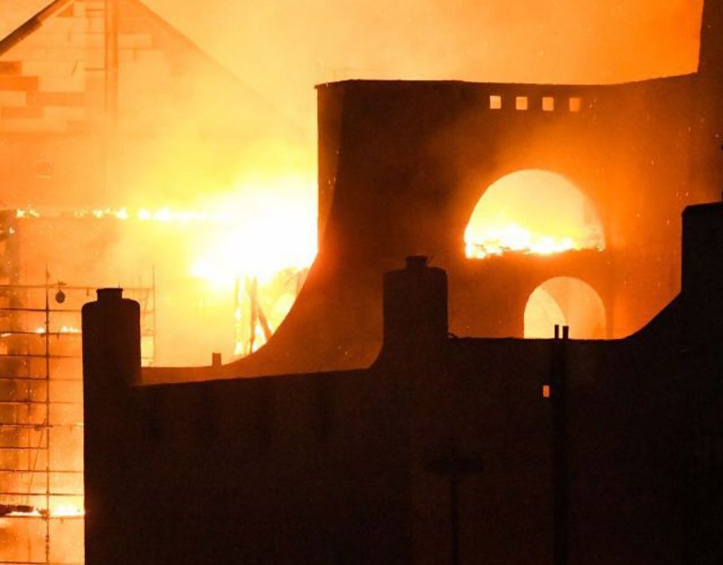 16 June 2018. Four years after the 2014 fire, the Glasgow School of Art construction site was devastated again. Credit: Jeff Mitchell / Getty Images