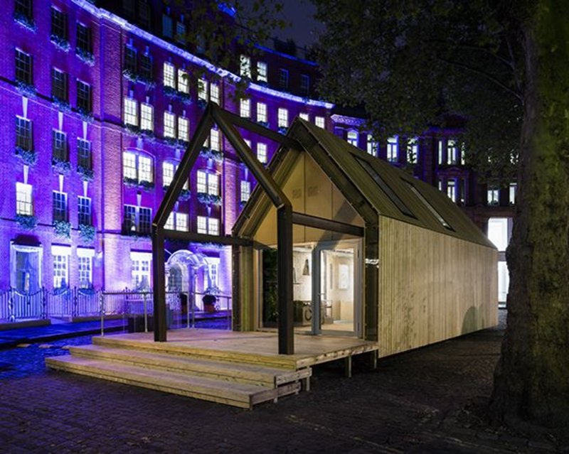 The Circular Building, located outside The Building Centre in Store Street, is the result of a collaboration between the Built Environment Trust, Arup, Frener & Reifer and BAM.