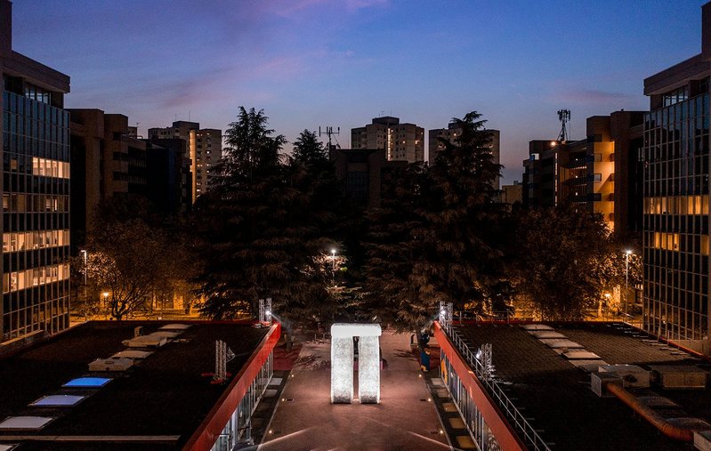 The Plastic Monument is installed in Milan but designed to be moved to other locations in future to raise awareness of plastic pollution.