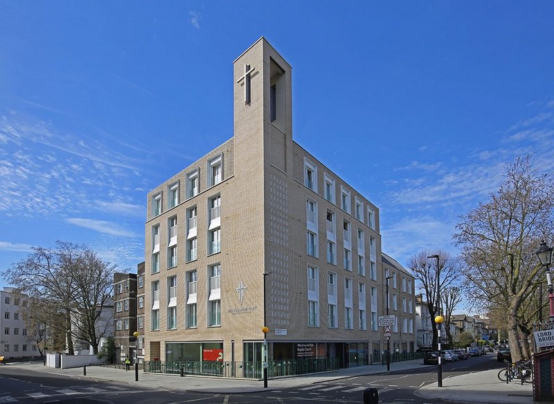 Vandersanden Creme brickwork at Westbourne Park Baptist Church: 'The hand-formed cream-coloured brick helps elevate the status of the design.'