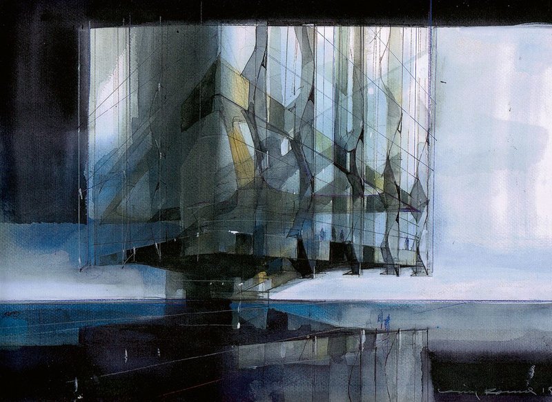 Scenography 1. Watercolour;  500mm x 750mm.