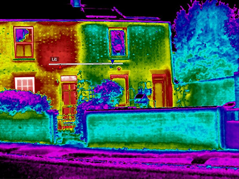 Post occupancy evaluation can show how effective changes have been, as with this thermal image of a Victorian semi-detached that shows the effect of improved insulation.