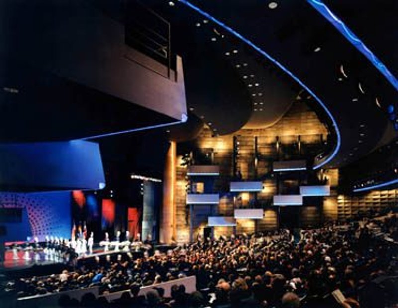 Temple Hoyne Buell Theater, Denver, Colorado, designed by Van Dijk, Pace, Westlake & Partners and Beyer Blinder Belle and completed 1992. Yong worked on the theatre in the late 1980s.