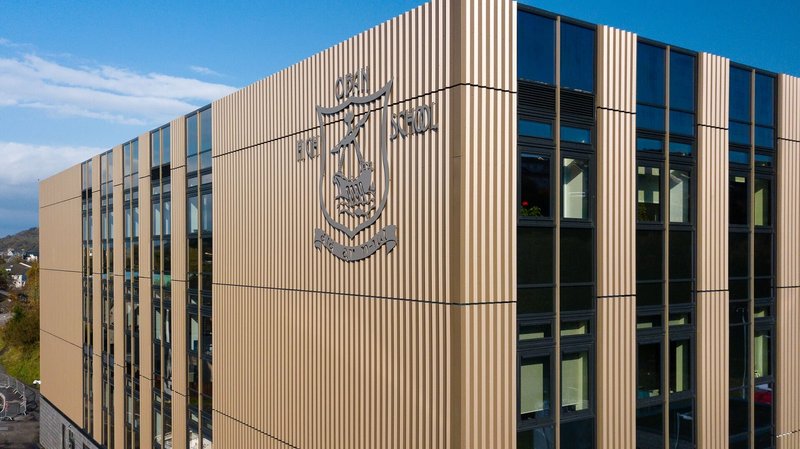 Trisobuild built up wall panel at Oban High School, Argyll.