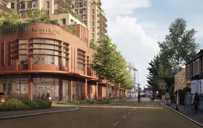 Housing delivery, density and design coming together on the existing Waitrose site in West Ealing, alongside Victorian terraces.