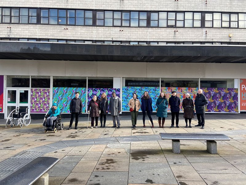 The group of citizens, designers and architects who worked together in Paisley to explore how we will live today as part of as part of What if…?/Scotland. Image Courtesy of 7N What if…?/Scotland