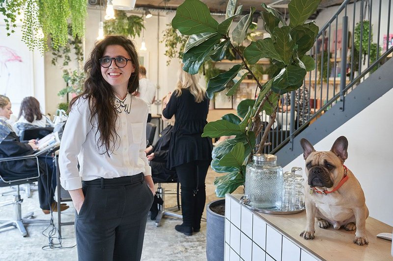 Intervention Architecture’s director Anna Parker in the Hazel + Hayden hair salon she designed.