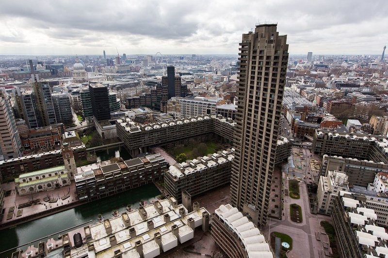 View from the top of the Barbican's Cromwell Tower, looking west, 2014