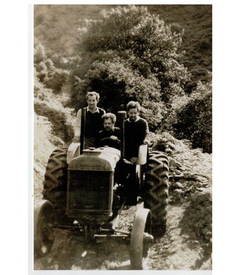 Pat Crooke, left, Andrew Derbyshire, right, and their client the composer Edward Williams in 1952.