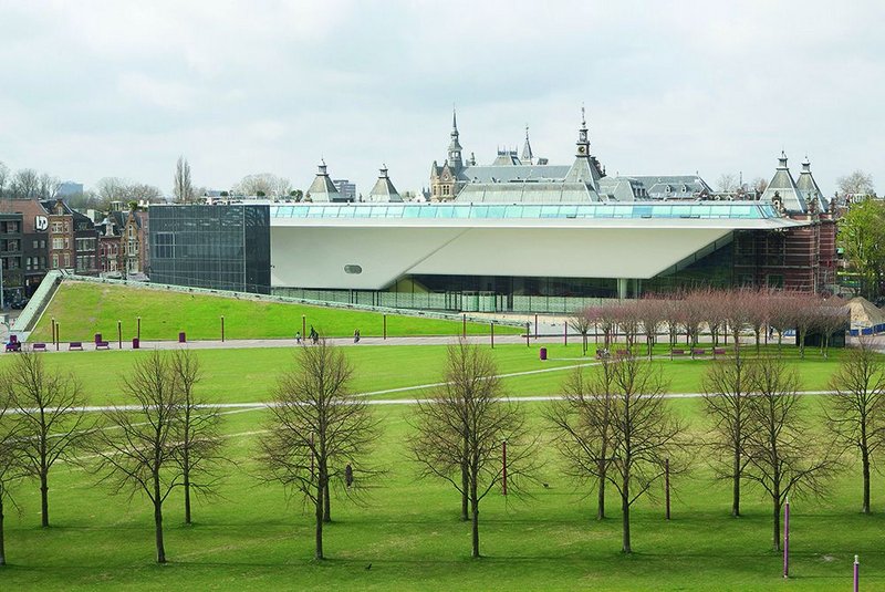 The finished facade, showing the elevation stepping to deal with solar orientation.