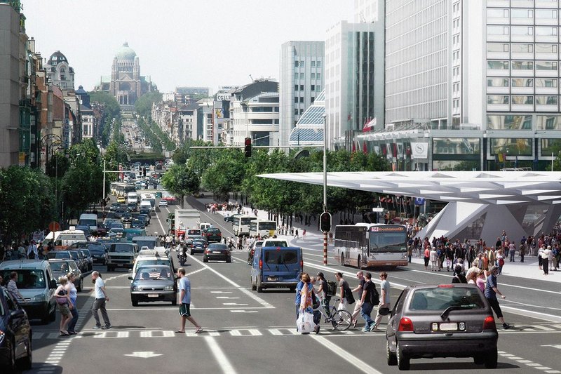 Visualisation of the finished canopy looking west to the National Basilica.