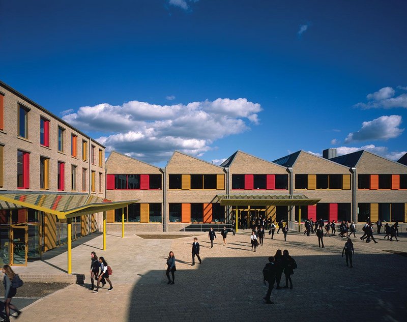 Learning factory with jazz touches: the new buildings at Sevenoaks School define a car-free square known as ‘The Flat’.