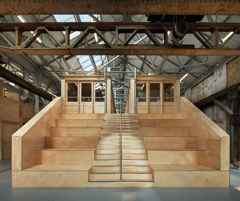 Bleacher seating forms the focus of the reinvented Millwall Ironworks.