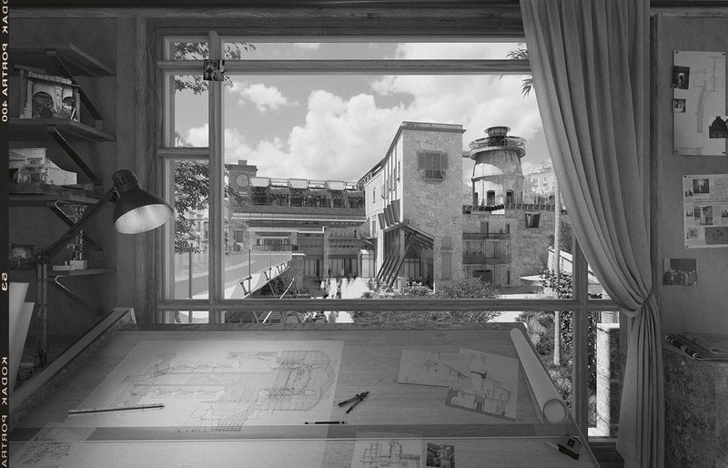 The Exquisite Corpse of St Vitus – Architect’s Office. SketchUp, D5 Render, Photoshop, hand drawing and physical model-making; 594mm x 841mm.