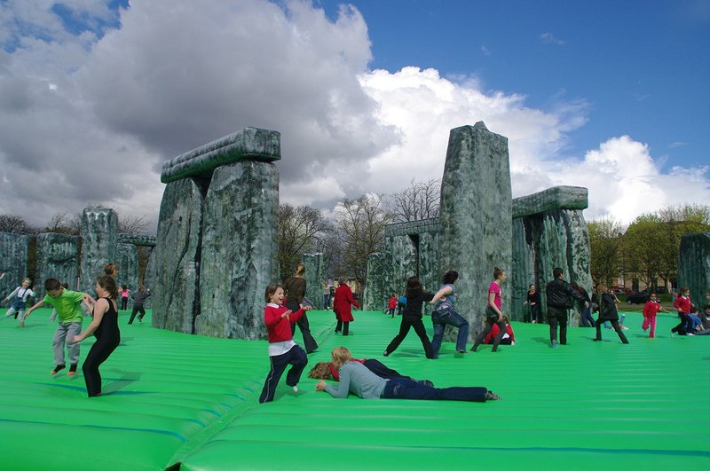 'Sacrilege' (inflatable Stonehenge), Glasgow 2012. Artwork and photo by Jeremy Deller