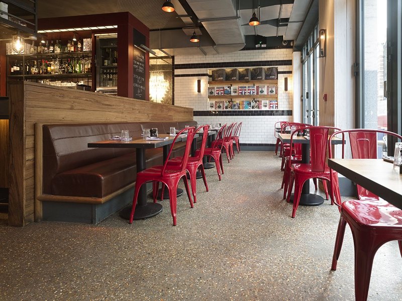 Diamond polished concrete in Jamie's Italian in Covent Garden, London.