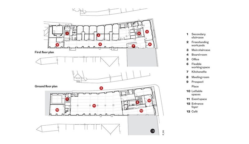 Ground and first floor plans.