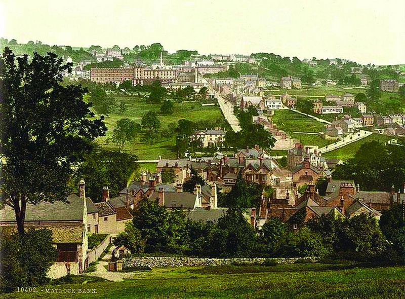 Matlock Bank c1900, with Smedley’s Hydro at the top.