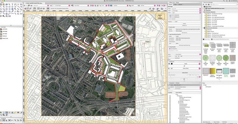 Raeburn Farquhar Bowen is overlaying GIS information, geo imaging and CAD in Vectorworks.