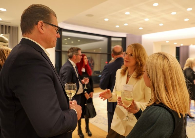 At a recent MRA event in New York, Illya Azaroff Incoming AIA 2026 President/+LAB Architect, Catherine Clark RIBA Director of Strategic Development, North America and Rebecca Roberts-Hughes, ARB.