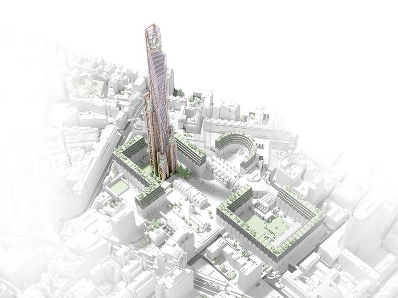 How a supertall timber building might look in London: 80-storey Oakwood Tower in the City designed by PLP architecture.