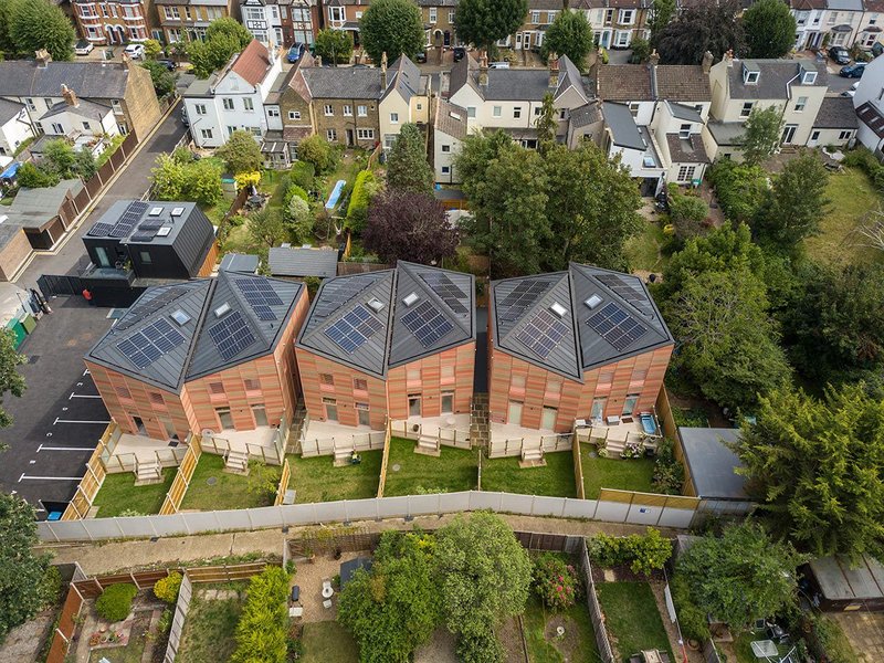 Anthra-Zinc Plus standing seam roofs at Stolon Studio's Stable Yard sociable housing project, Beckenham.