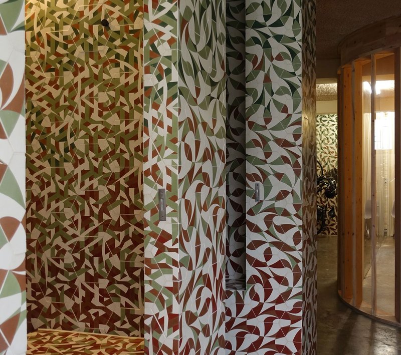 ACME tested different version of the patterned tiles in the basement of their London studio.