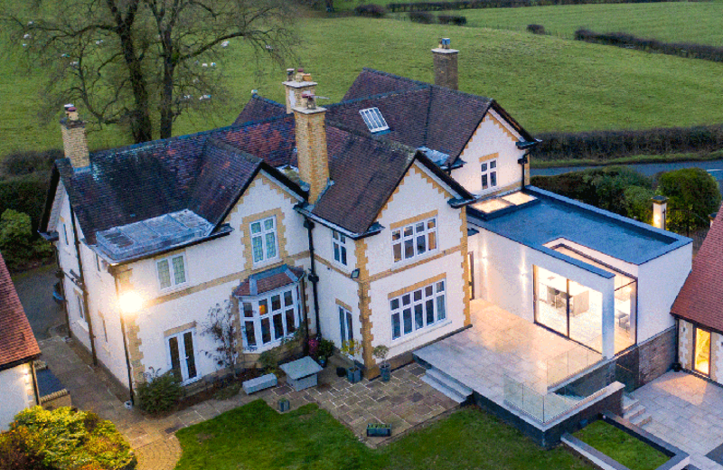 The kitchen extension at Park Leys, Derbyshire: innovative roof and window solutions that create a seamless transition between inside and out.